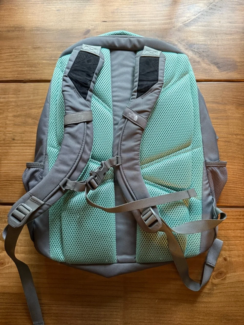 The North Face Gray Backpack with Mint Trim